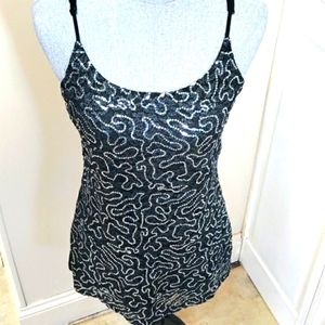 Vanity black and silver bling tank top